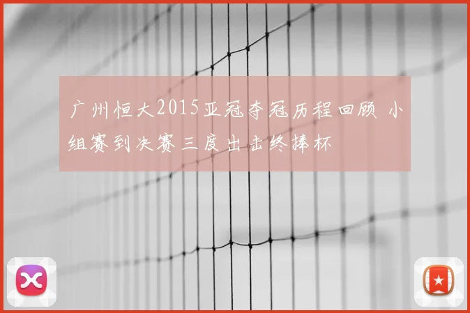 广州恒大2015亚冠夺冠历程回顾 小组赛到决赛三度出击终捧杯
